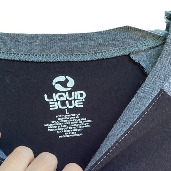 Liquid Blue AC/DC Hell's Bell Band t-shirt raglan Half Sleeve Shirt Size L - Picture 4 of 5